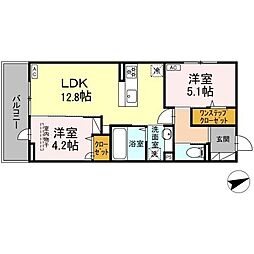 D-ROOM西熊本駅II 2LDKの間取図画像