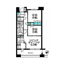 パークキューブ京王八王子2 2LDKの間取図画像