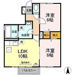 メゾン・ローズマリーB 2LDKの間取図画像