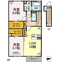 アンファミーユ 2LDKの間取図画像