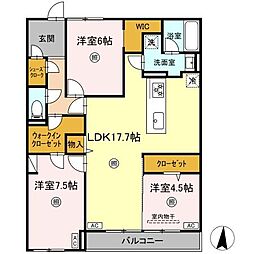 クインス ベル 3LDKの間取図画像