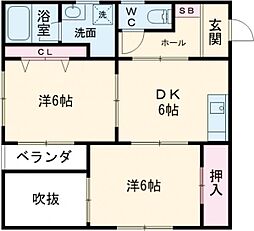 アソテア神戸 2DKの間取図画像