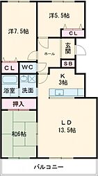 ペルル千歳 3LDKの間取図画像