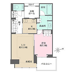 グラングリーン大阪 THE NORTH RESIDENCE 1LDKの間取図画像