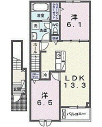 ノイエ ハイマート 2LDKの間取図画像