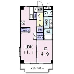 パレスビュー崎山 1LDKの間取図画像