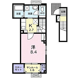 新発田市緑町1丁目アパート 1Kの間取図画像