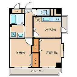 プレミール浜地 2DKの間取図画像