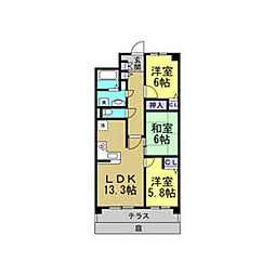 ヴィーゴ愛松常滑 3LDKの間取図画像