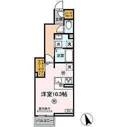 サミーヨK ワンルームの間取図画像