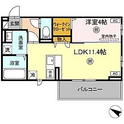 ピノ・ジョヴァーネ 1LDKの間取図画像