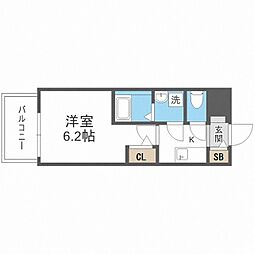 エスリードRESIDENCE大阪福島CITYWEST 1Kの間取図画像