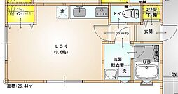 ハピネス 1Kの間取図画像
