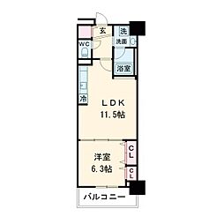 グランセジュール大国町 1LDKの間取図画像