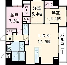 ラヴィーナ大和西大寺 2SLDKの間取図画像