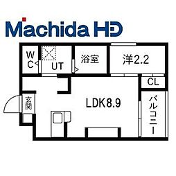 富田林市若松町5丁目アパート 1LDKの間取図画像