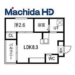 富田林市若松町5丁目アパート 1LDKの間取図画像