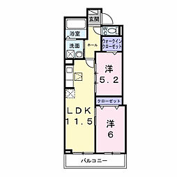 ヒカルサ大阪巽西 2LDKの間取図画像