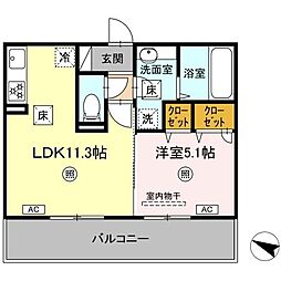 TORISIA古閑 1LDKの間取図画像