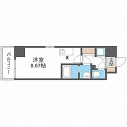 JMFレジデンス大阪福島 ワンルームの間取図画像