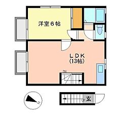 アーバン牛久B 1LDKの間取図画像
