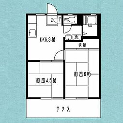 サニーハイツ 2DKの間取図画像