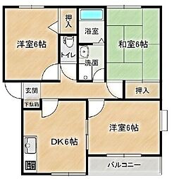 フレール弥生E 3DKの間取図画像