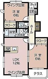 リヴェール2C 2LDKの間取図画像