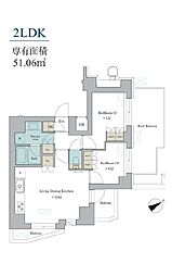 江東区深川2丁目マンション 2LDKの間取図画像