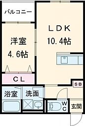 熊本市東区若葉3丁目アパート 1LDKの間取図画像