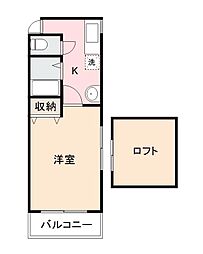 プレステージ宮脇 ワンルームの間取図画像