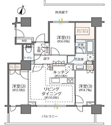リーフィアタワー海老名アクロスコート 3LDKの間取図画像