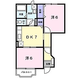 ウエストエルム 2DKの間取図画像