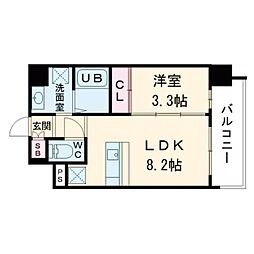 S-RESIDENCE難波西alter 1LDKの間取図画像