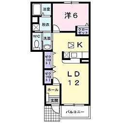 リバーストーン 1LDKの間取図画像