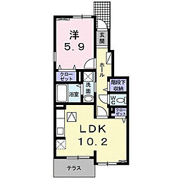 ナチュラルシャープ・フラットB 1LDKの間取図画像