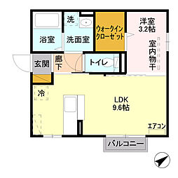 セジュールB 1LDKの間取図画像