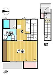 レセナ湊東3 1Kの間取図画像