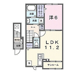 アンフィニ アムールI 1LDKの間取図画像