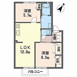 シャーメゾンK.T 2LDKの間取図画像
