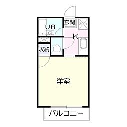 サンシャインコーポ中郡 1Kの間取図画像