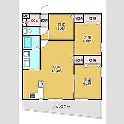 宮崎市出来島町マンション 3LDKの間取図画像