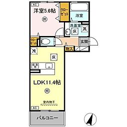 ディアプレイス 1LDKの間取図画像