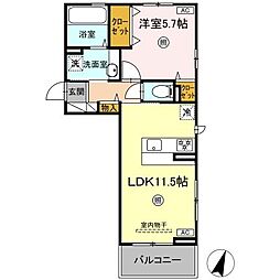 ディアプレイス 1LDKの間取図画像