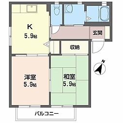 メゾンジュンB 2Kの間取図画像