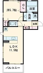 ディアプレイス 1LDKの間取図画像