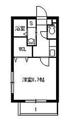 FlechirSaKanoue 1Kの間取図画像