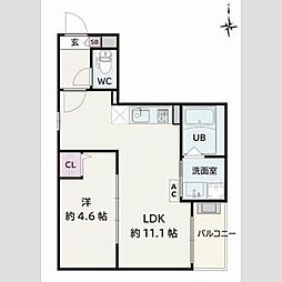 Jack sambanII 1LDKの間取図画像