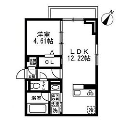 (仮)国立市谷保4丁目PJ 新築共同住宅A棟 1LDKの間取図画像
