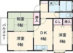 パーチェ江津・B 3DKの間取図画像